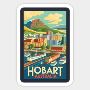 A Vintage Travel Art of Hobart - Australia Sticker